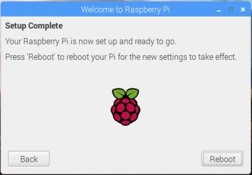Raspberry pi セットアップ完了。再起動する